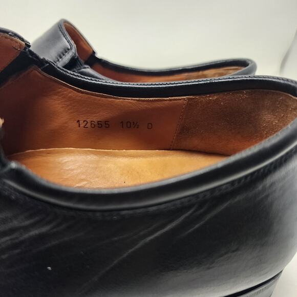 Magnanni Italy Mens 10.5 Shoes Black Leather Slip On Apron Toe Loafers - Picture 12 of 12